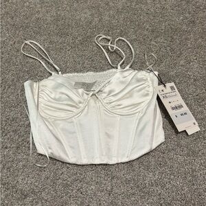 White Satin Corset Top